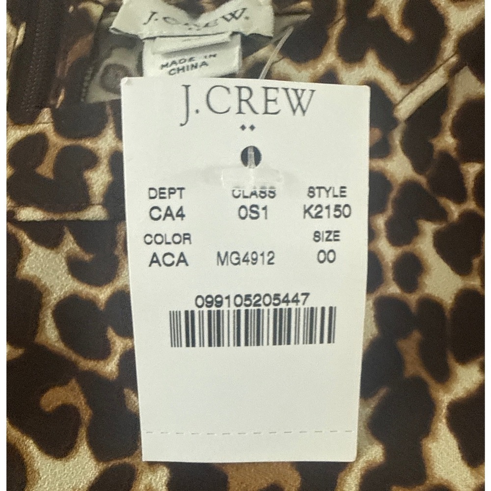 J.Crew Crepe Shift Mini Dress Animal Print Leopard K2150 Size 00 NWT Office - Picture 3 of 10